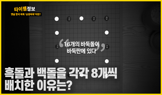 흑과 백이 바둑판에 각각 8개씩, 한국의 고유 바둑 규칙 '순장바둑'